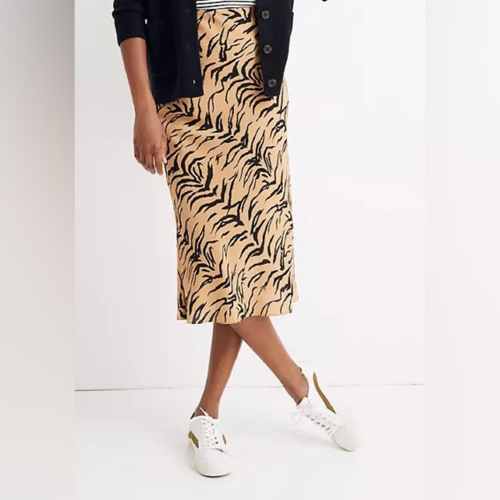 Madewell zebra print midi skirt